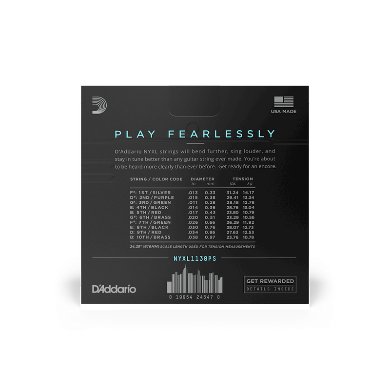 D'Addario NYXL1138PS E9 Pedal Steel Guitar Strings Regular Light 11-38