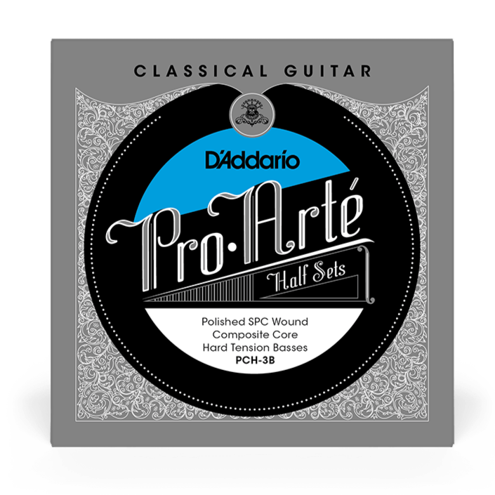 D'Addario PCH-3B Pro-Arte Semi-Poli Plaqué Argent Guitare Classique Demi-Set Tension Dure