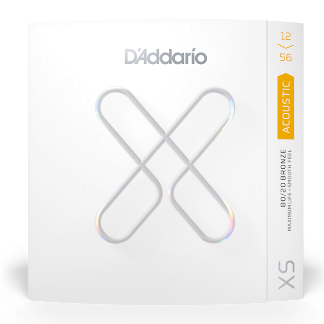 D'Addario XSABR1256 XS 80/20 cordes de guitare acoustique avec revêtement en Bronze dessus clair/bas moyen 12-56