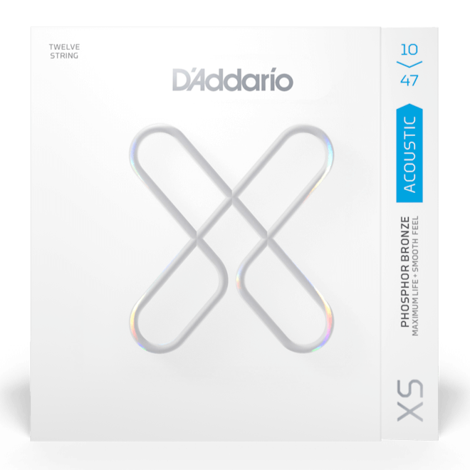 D'Addario XSAPB1047-12 Guitare Acoustique XS Phosphore Bronze 12 Cordes Guitare Acoustique Lumière 10-47