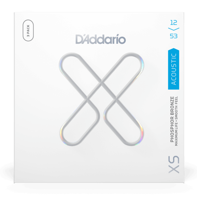 D'Addario XSAPB1253-3P 3-Pack XS Phosphor Bronze Guitar Strings Light 12-53