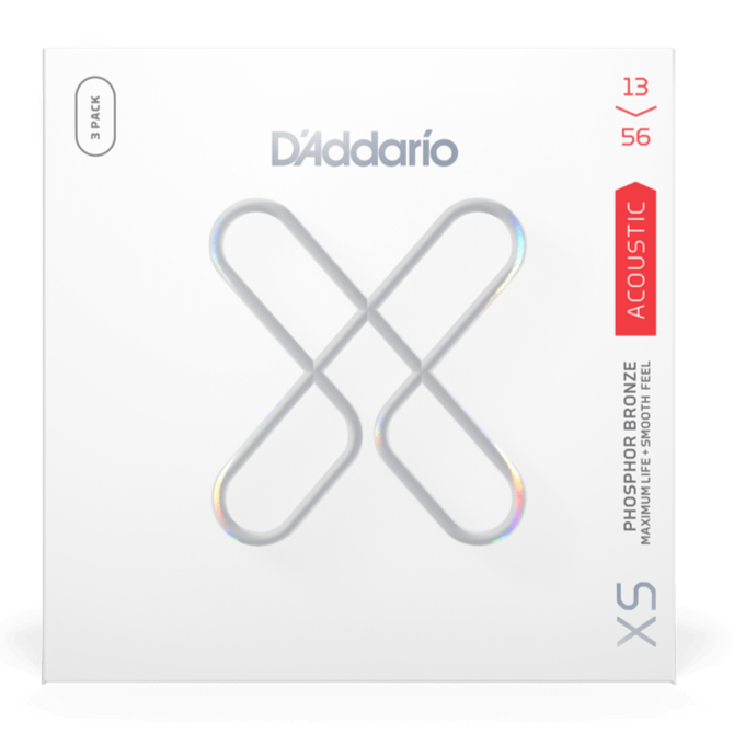 D'Addario XSAPB1356 Lot de 3 cordes pour guitare acoustique XS Bronze phosphoreux Medium 13-56