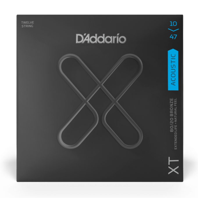 D'Addario XTABR1047-12 XT 80/20 Bronze Acoustic Guitar Strings 12-String Light 10-47