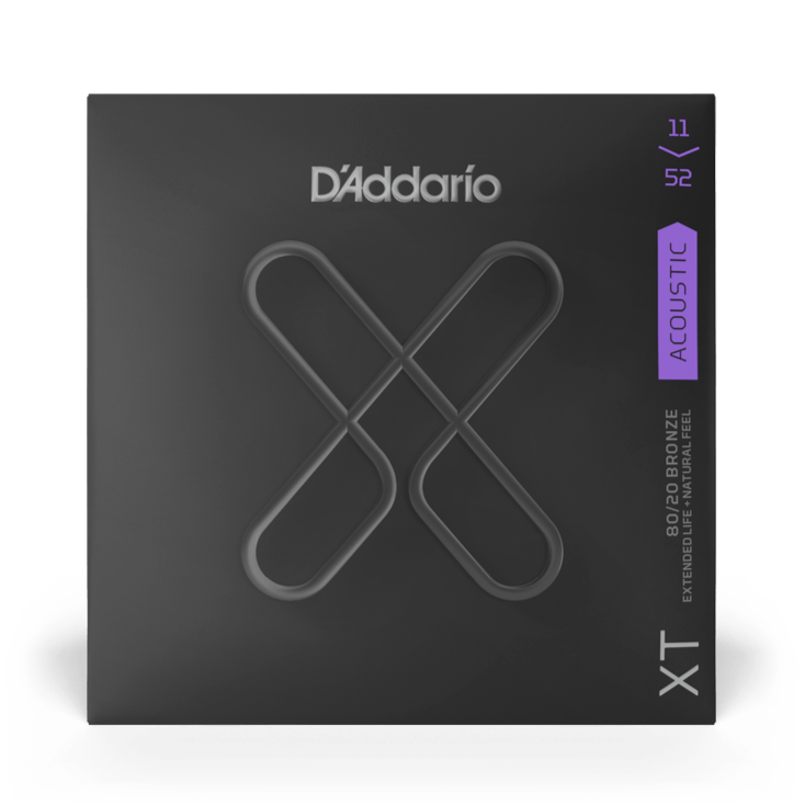 D'Addario XTABR1152 XT 80/20 Bronze Acoustic Guitar Strings Custom Light 11-52