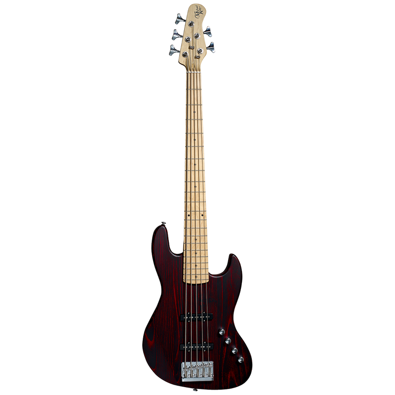 Michael Kelly MKO5OTRMRC Element 5 OP Maple Fretboard Basse électrique - Pore ouvert Trans Red