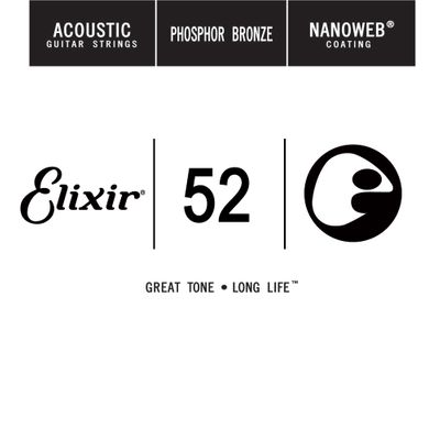 Elixir 14152 Nanoweb Phosphor Bronze Acoustic Guitar String - .052