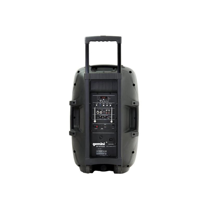 Gemini ES-15TOGO Haut-parleur de sonorisation actif mobile alimenté par Bluetooth avec 2 microphones sans fil, crête de 800 W - 15"