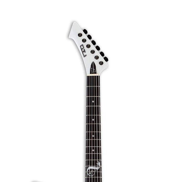 ESP LTD JAMES HETFIELD SIGNATURE SNAKEBYTE Guitare électrique pour gaucher avec Humbuckers EMG avec étui - Blanc Neige