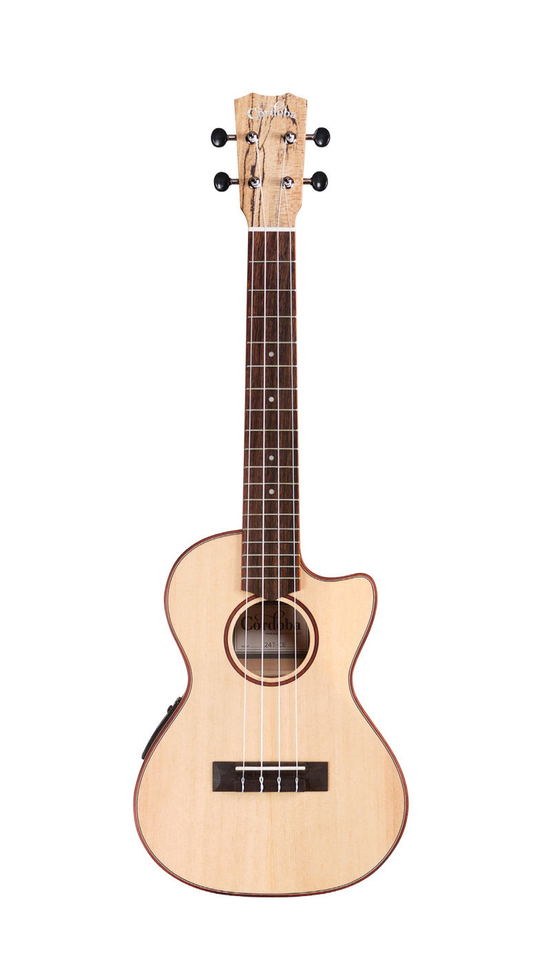 Cordoba 24T-CE Ukulélé ténor pan coupé en épicéa - Finition naturelle avec préampli