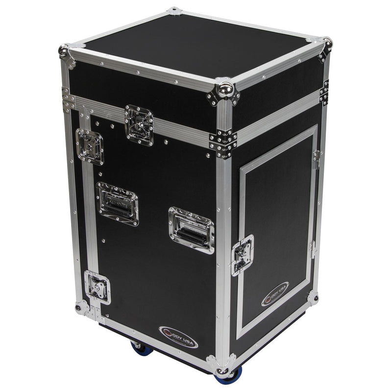 Odyssey FZ1014W - Rack combo vertical 14U incliné sur le dessus 10U avec roulettes