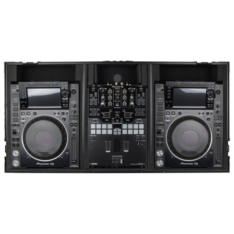 Odyssey FZ10CDJWXDBL Black Extra Deep 10″ Format DJ Mixer and Two Large Format Media Players Coffin Flight Case