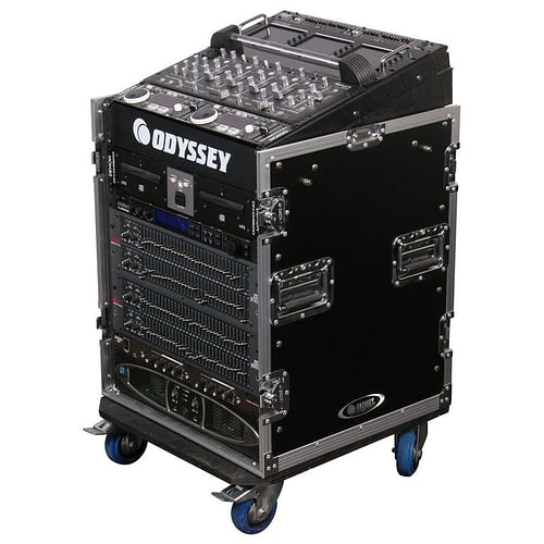 Odyssey FZ1112W - 11U Top Slanted 12U Vertical Pro Combo Rack with Casters