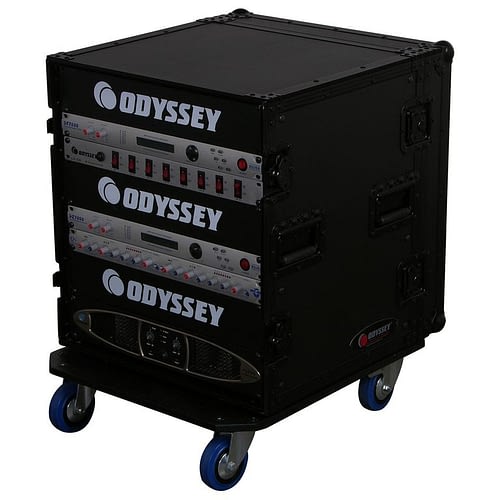 Odyssey FZAR12WBL - Black 12U Pro Amp Rack with Casters