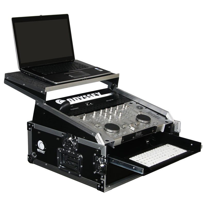 Odyssey FZGS1002 - 10U Top Slanted 2U Bottom Vertical Pro Combo Rack with Glide Platform