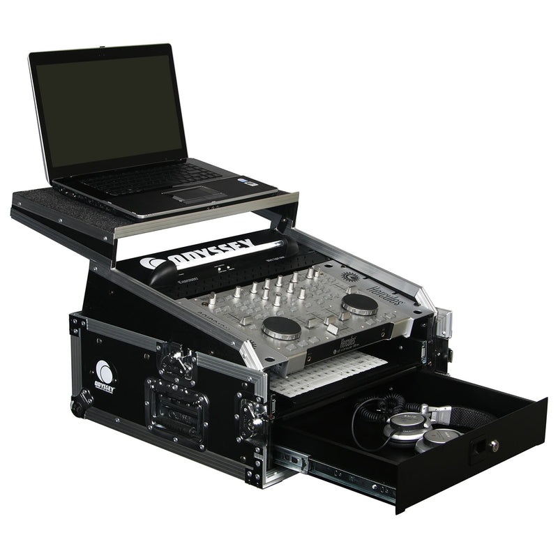 Odyssey FZGS1002 - 10U Top Slanted 2U Bottom Vertical Pro Combo Rack with Glide Platform