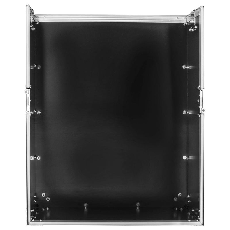 Odyssey FZGS1416WDLX - 14U Top Slanted 16U Bottom Vertical Pro Combo Rack with Casters, Side Table, and Glide Platform