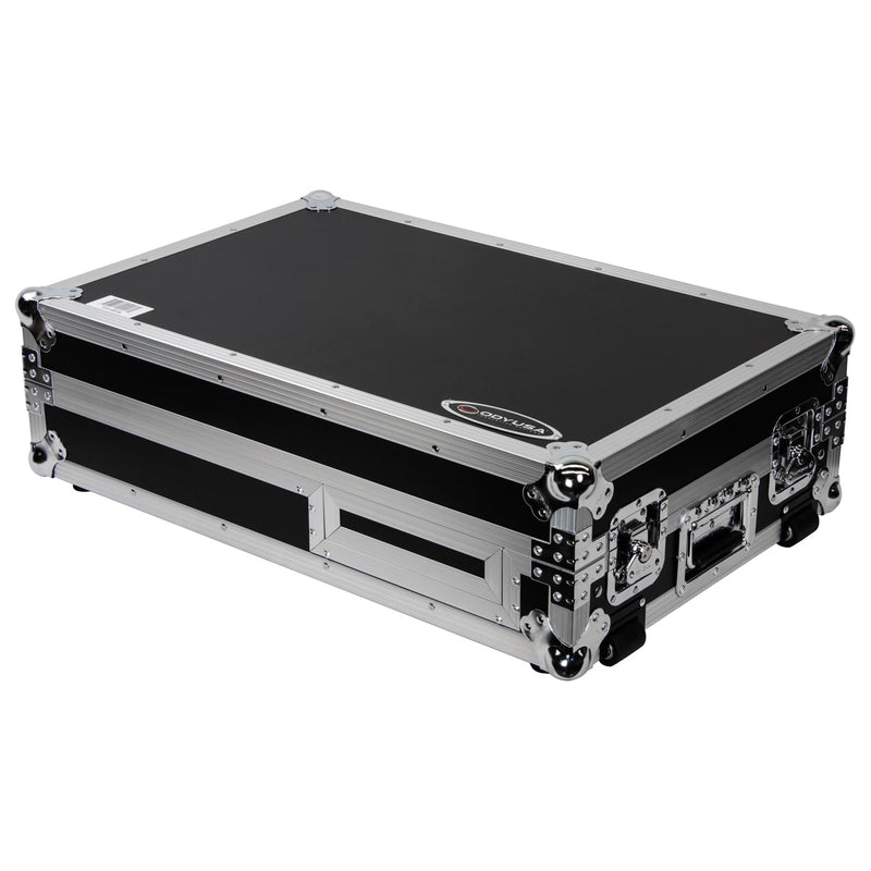 Odyssey FZGS1BM10W Reversible Format DJ Mixer and One Battle Position Turntable Coffin Flight Case w/Glide Platform  - 10″