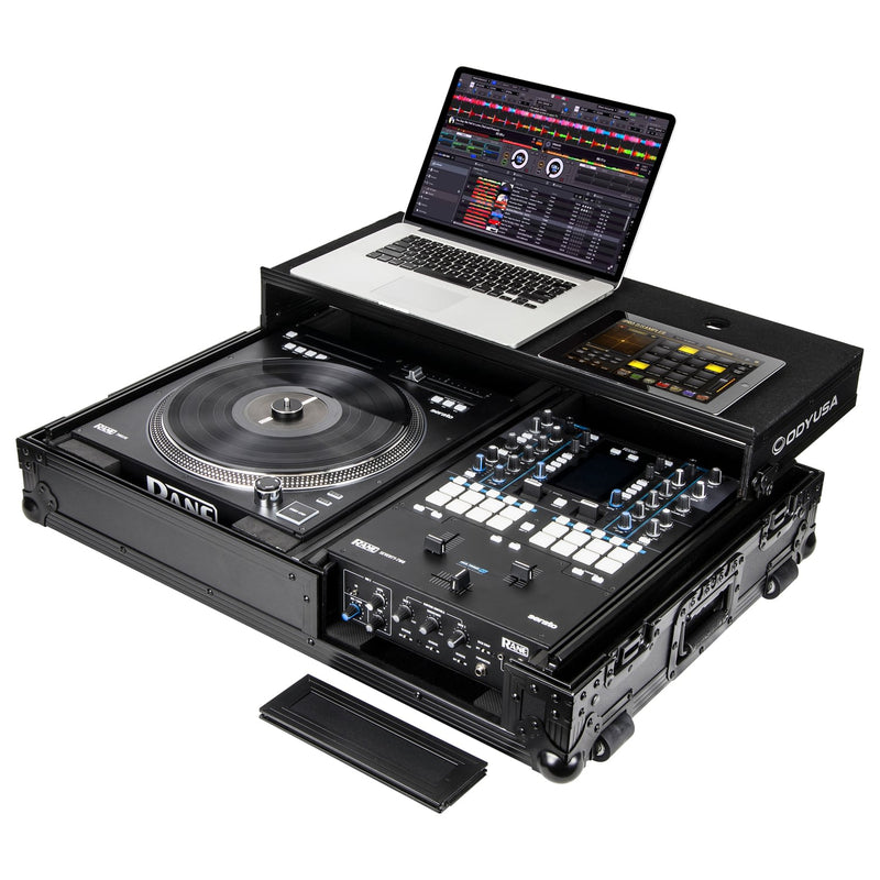 Odyssey FZGS1RA1272WBL Reversible Compact Rane Twelve and Rane Seventy/Seventy-Two Battle DJ Coffin Flight Case w/Glide Platform (Black)