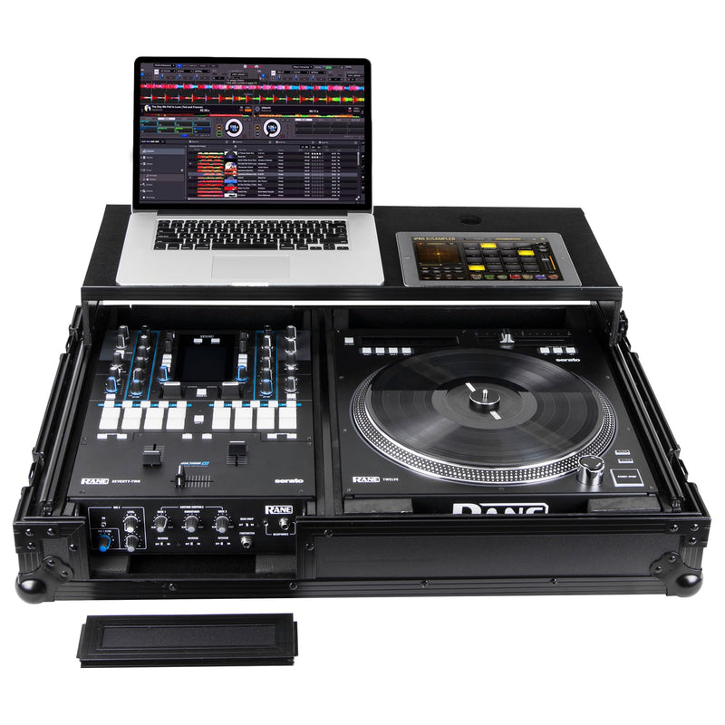 Odyssey FZGS1RA1272WBL Reversible Compact Rane Twelve and Rane Seventy/Seventy-Two Battle DJ Coffin Flight Case w/Glide Platform (Black)