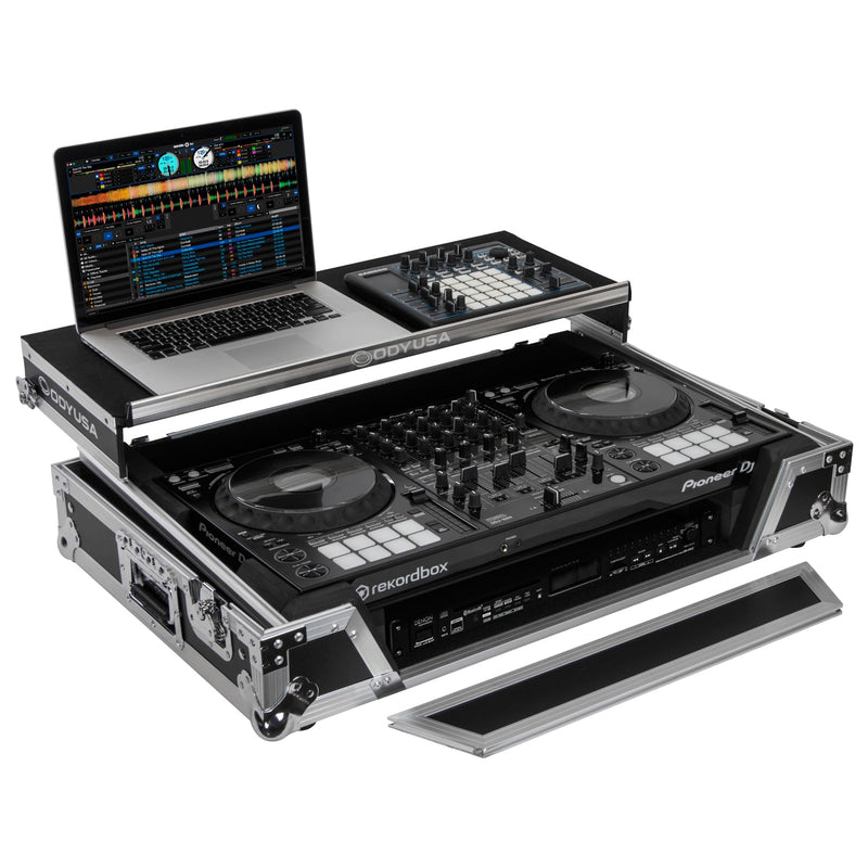 Odyssey FZGSDDJ1000W1 Pioneer DDJ-1000/DDJ-1000SRT Flight Case w/1U Rack Space and Glide Platform