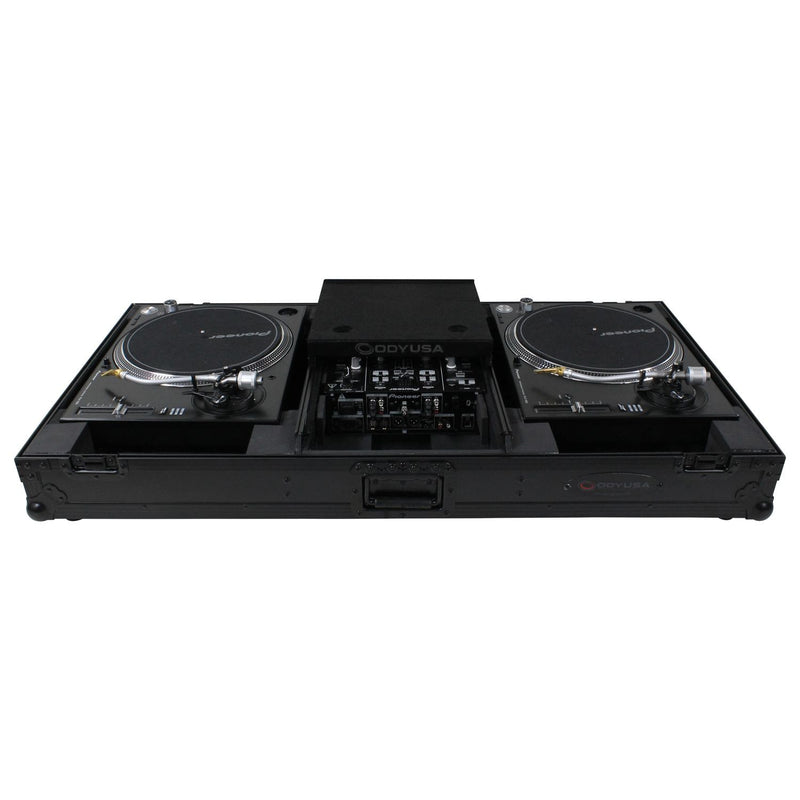 Odyssey FZGSLBM10WRBL Low Profile Format DJ Mixer and Two Battle Position Turntables Flight Coffin Case w/Wheels and Glide Platform - 10" (Black)