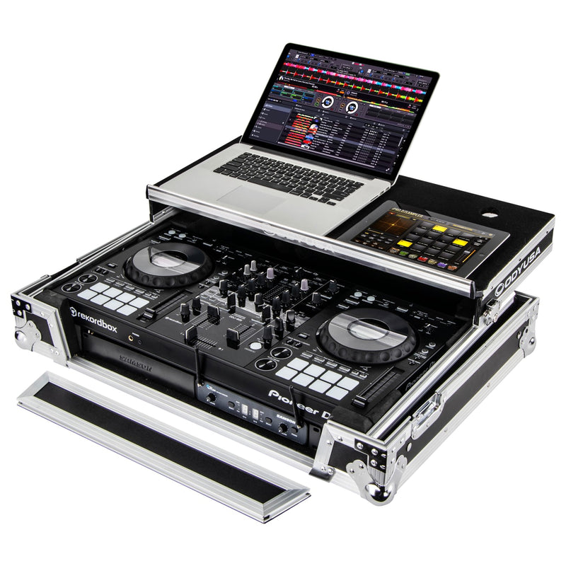Odyssey FZGSPIDDJ8001 Pioneer DDJ-800 Flight Case w/Bottom 1U Rack Space and Glide Platform