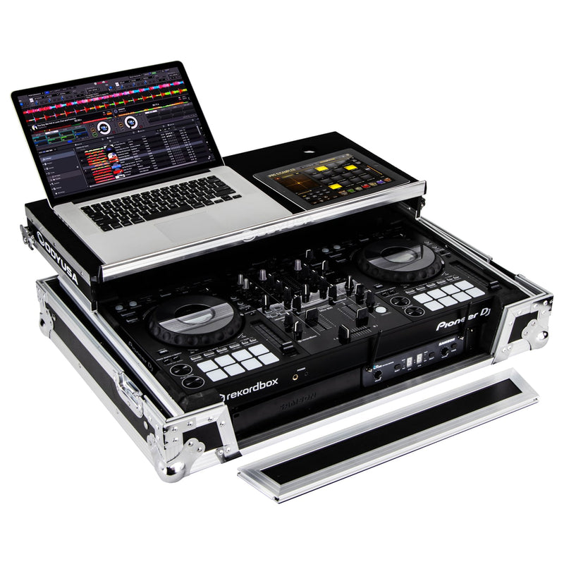Odyssey FZGSPIDDJ8001 Pioneer DDJ-800 Flight Case w/Bottom 1U Rack Space and Glide Platform