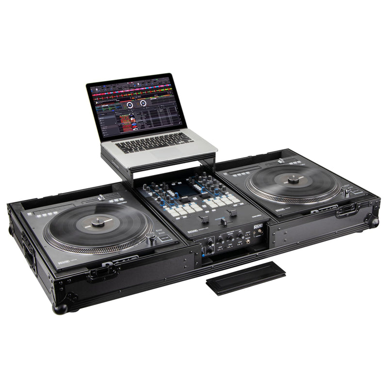Odyssey FZGSRANE1272WBL Low Profile Rane Twelve and Rane Seventy/Seventy-Two Coffin Flight Case w/Glide Platform (Black)