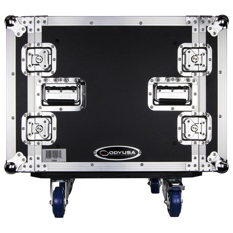 Odyssey FZS08W - 8U Shock Mount Rack Flight Case with Caster Wheels