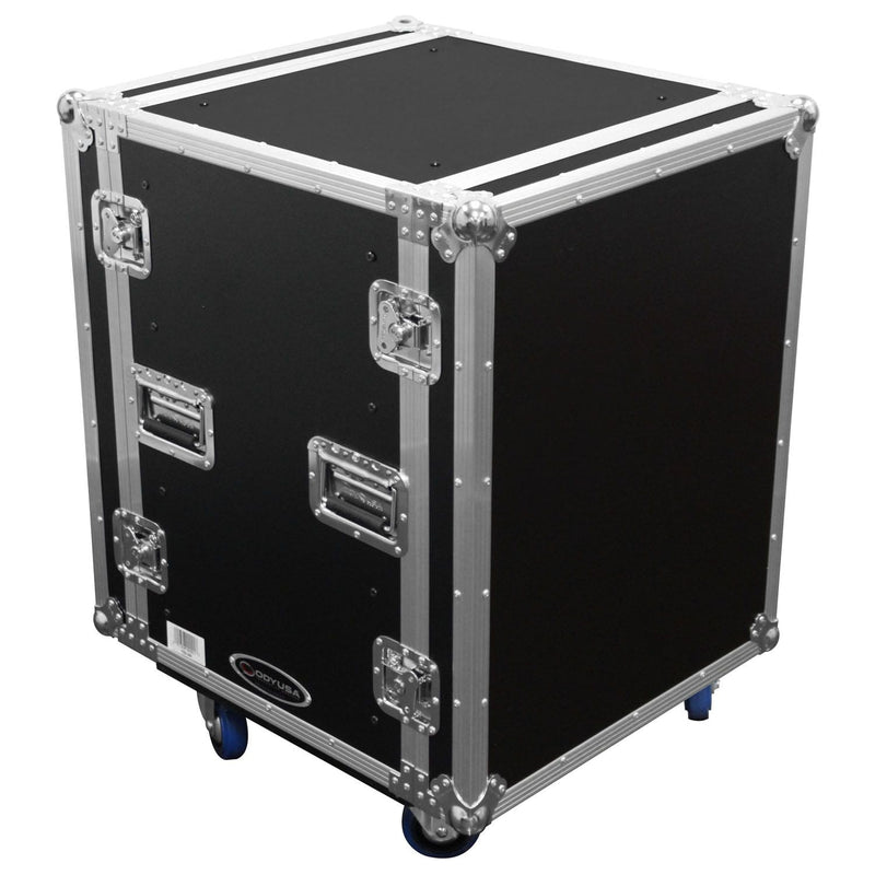 Odyssey FZS14W - 14U Shock Mount Rack Flight Case with Wheels