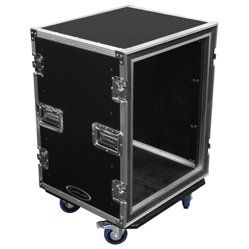 Odyssey FZS14W - 14U Shock Mount Rack Flight Case with Wheels