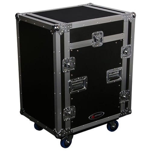 Odyssey FZSRP1112W - 11U Top Slanted 12U Bottom Vertical Space Saver Combo Rack with Wheels
