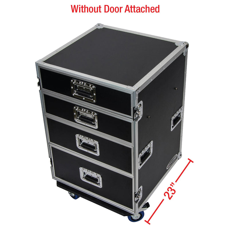 Odyssey FZWB4WDLX - Deluxe Four Drawer Workbox Tour Flight Case with Casters and Side Table