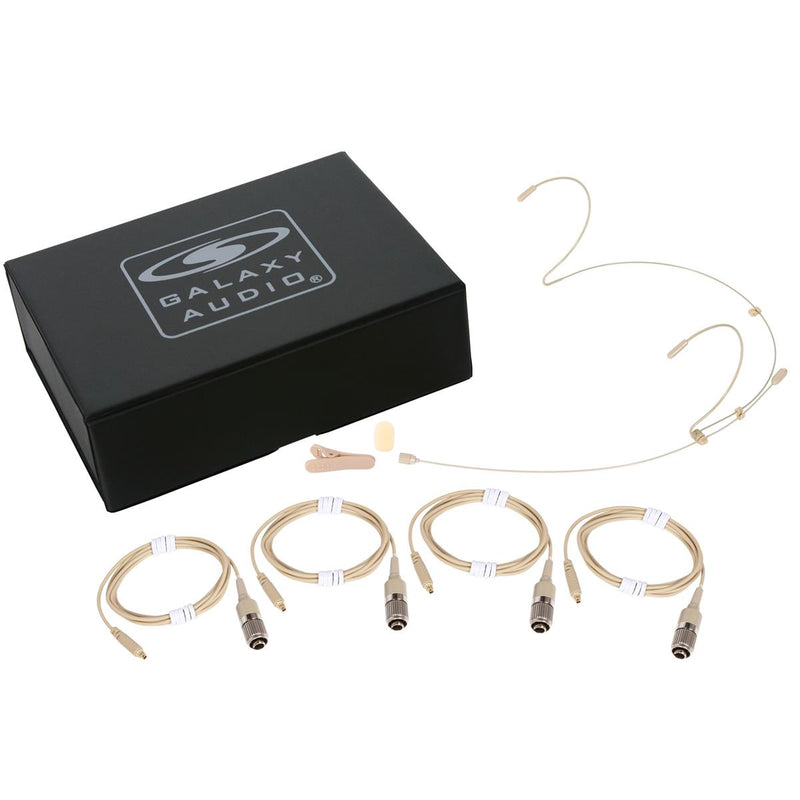 Galaxy Audio HSM4-OBG-4ATCH Beige Dual Ear Omni-Directional Headset Mic with 4 Cables - Audio-Technica Gen 2 Models