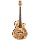 Luna HEN DRA SPR Henna Dragon Acoustic/Electric Guitar (Satin Natural)