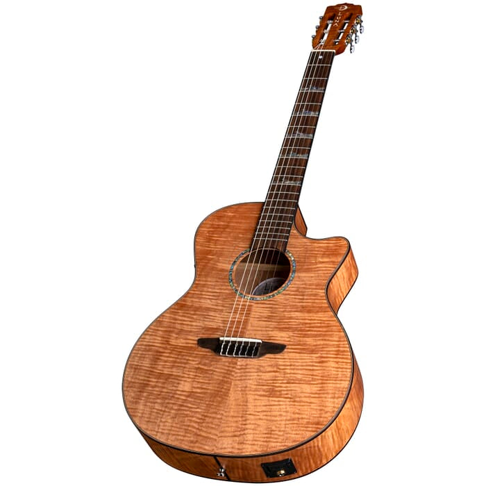 Luna HIGHTIDE Exotic Acajou Top Nylon 6-String High Tide Grand Concert Cutaway Guitare Classique - Satin Natural 