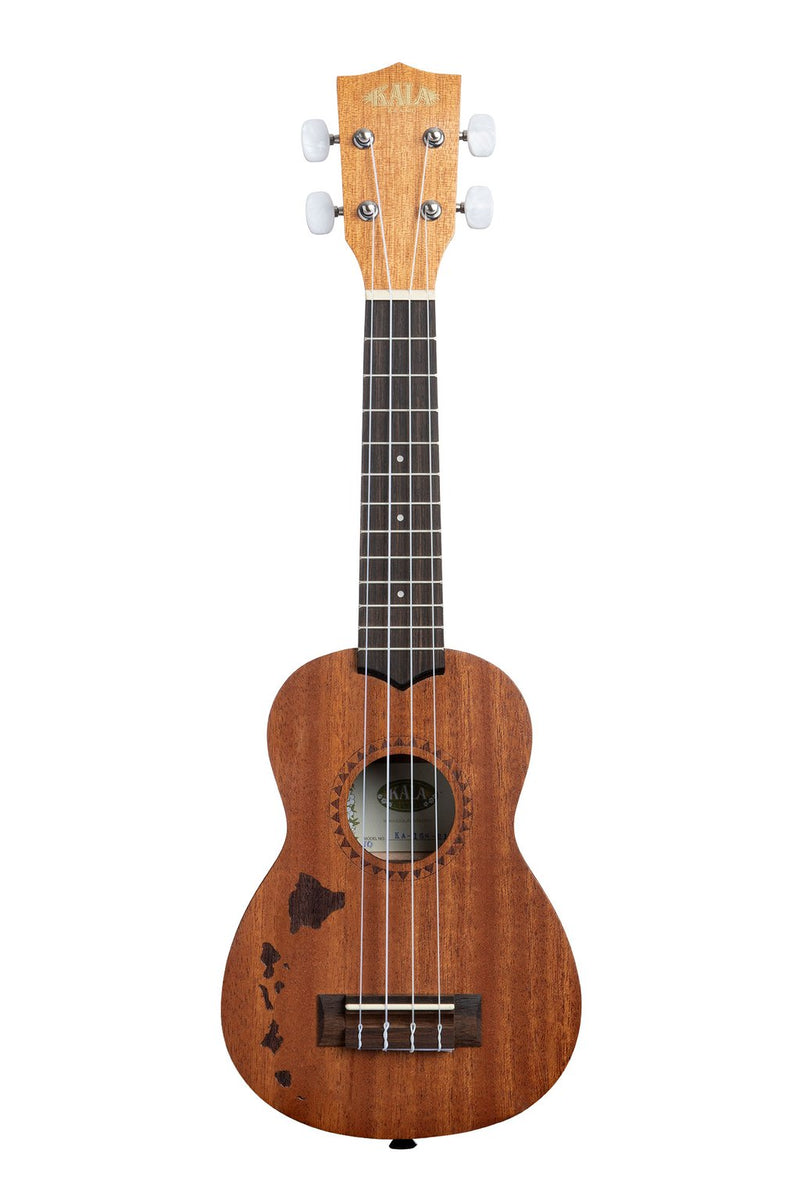 Kala KA-15S-H1 Satin Mahogany Soprano Ukulele with Hawaiian Islands Laser-Etched Design