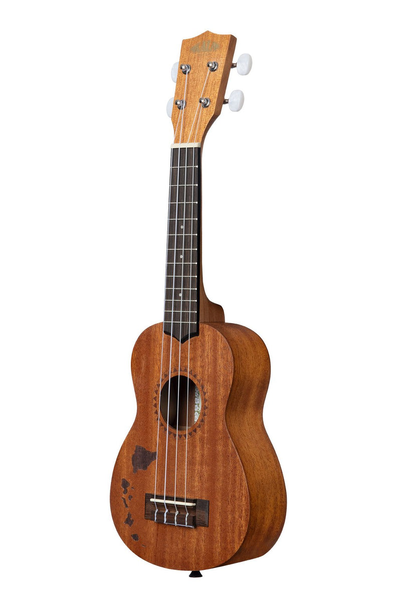 Kala KA-15S-H1 Satin Mahogany Soprano Ukulele with Hawaiian Islands Laser-Etched Design