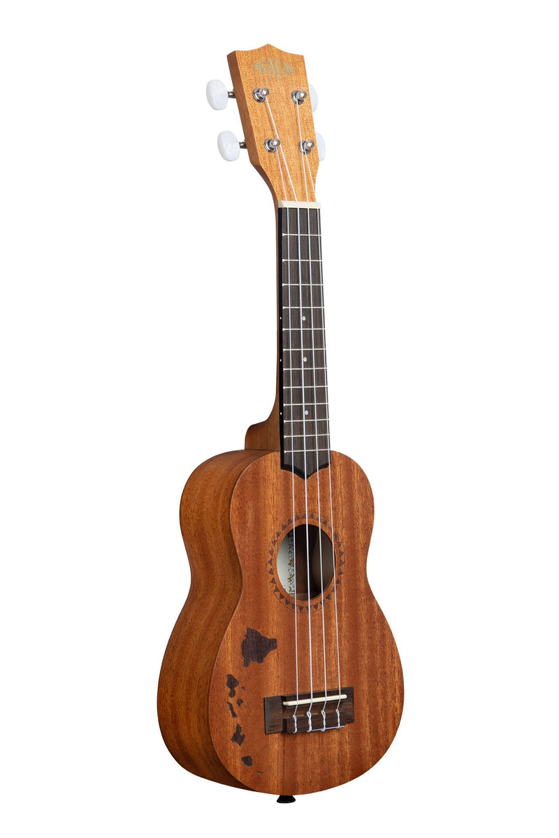Kala KA-15S-H1 Satin Mahogany Soprano Ukulele with Hawaiian Islands Laser-Etched Design