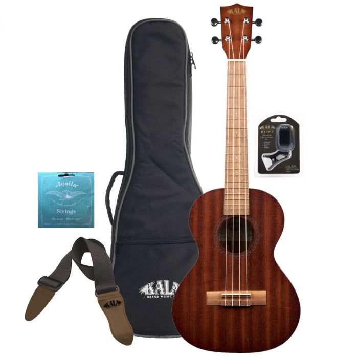 Kala KA-15T-BNDL Tenor Ukulele Bundle with Strap, Tuner, and Gig Bag
