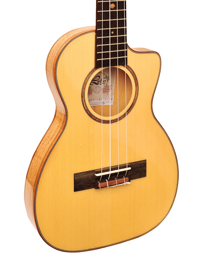 Leho LHUT-SMF-CE-TB Tenor Ukulele, Spruce / Spalted Maple, Thin Body