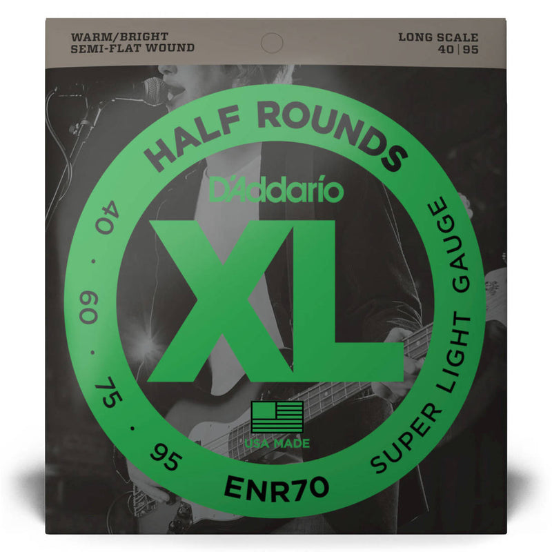 D'Addario ENR70 XL Cordes demi-rondes pour guitare basse Super légères/longues 40-95