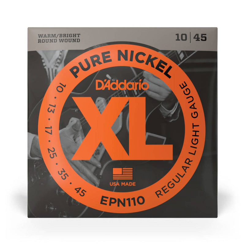 D'Addario EPN110 EPN cordes de guitare électrique à enroulement rond en Nickel pur léger 10-45