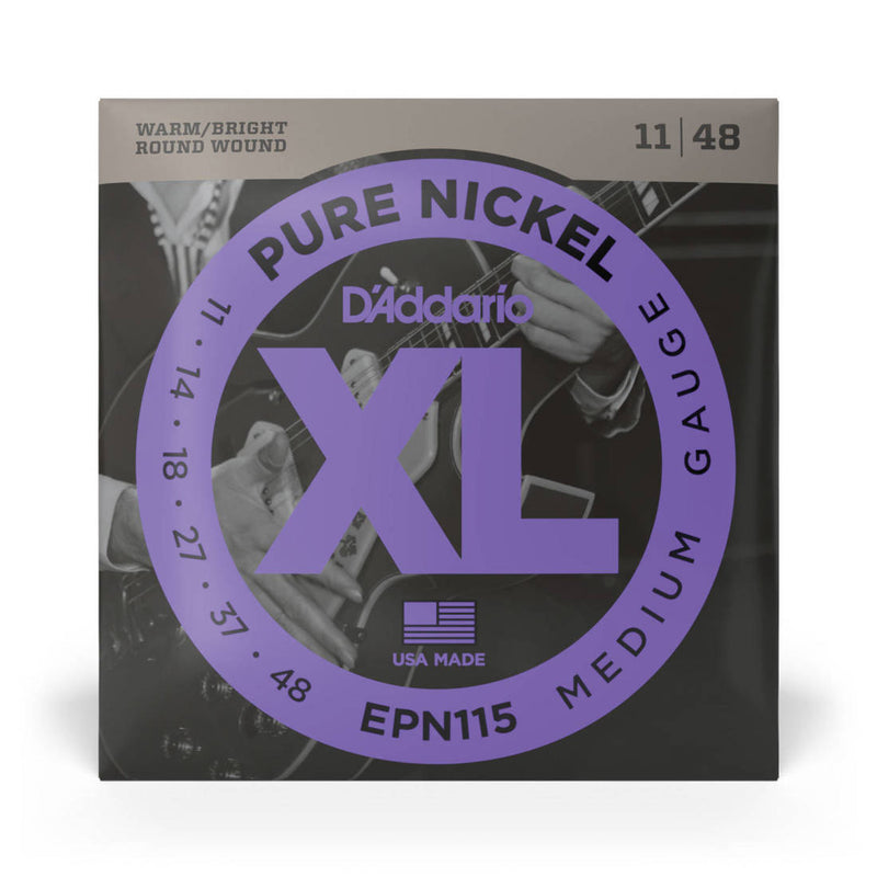 D'Addario EPN115 EPN cordes de guitare électrique à enroulement rond en Nickel pur Jazz Rock 11-48