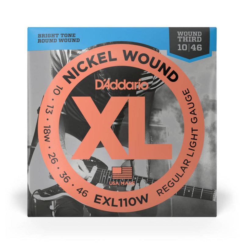 D'Addario EXL110W EXL Nickel Round Wound Electric Guitar Strings Regular Light Wound 3rd 10-46