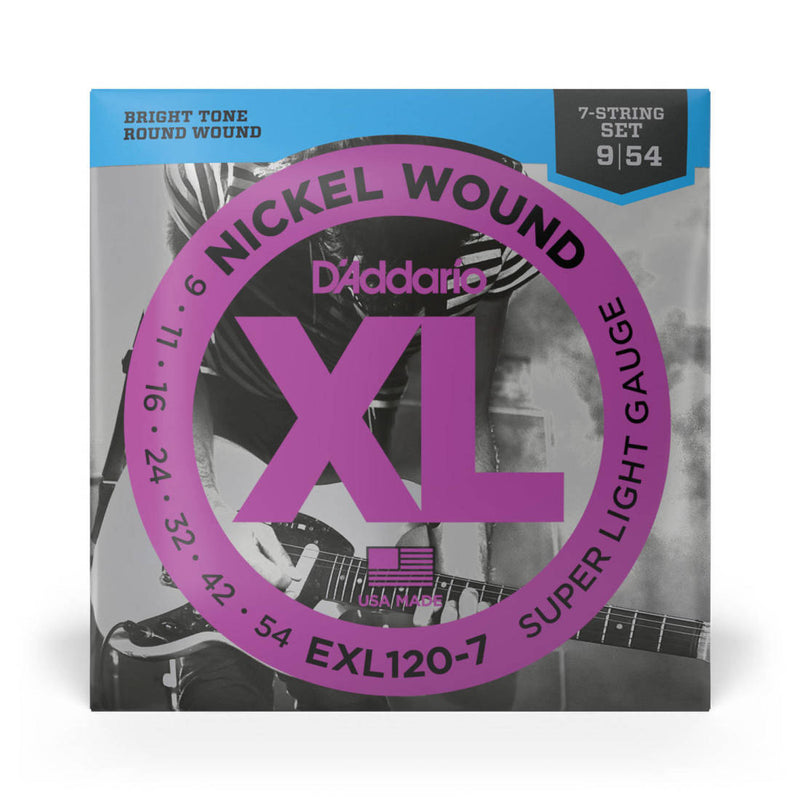 D'Addario EXL120-7 XL Electric Guitar Strings Super Light - 9-52