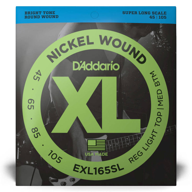 D'Addario Exl165SL Nickel Wound Bass Guitar Strings Custom Light 45-105 Super Long Scale