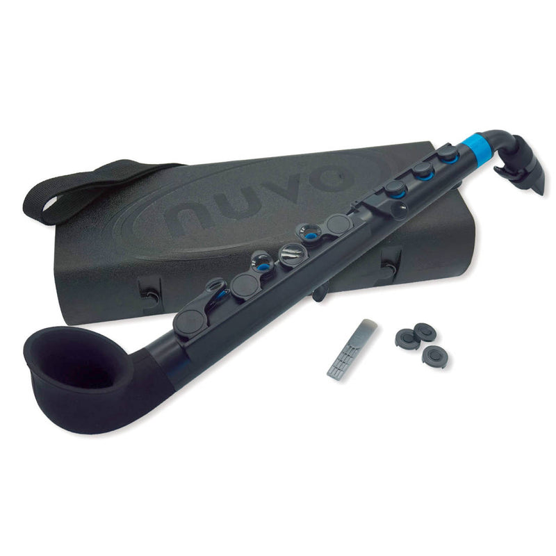 Nuvo N520JBBL jSax Saxophone de démarrage incurvé en plastique V2 (noir/bleu)
