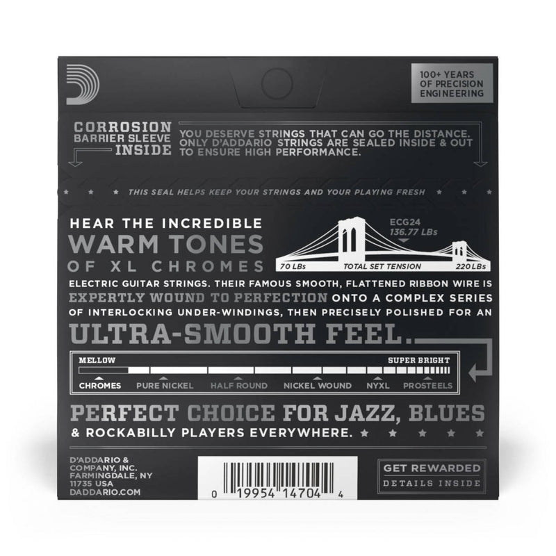 D'Addario ECG24 Chromes Flat Wound JAZZ LIGHT 11-50