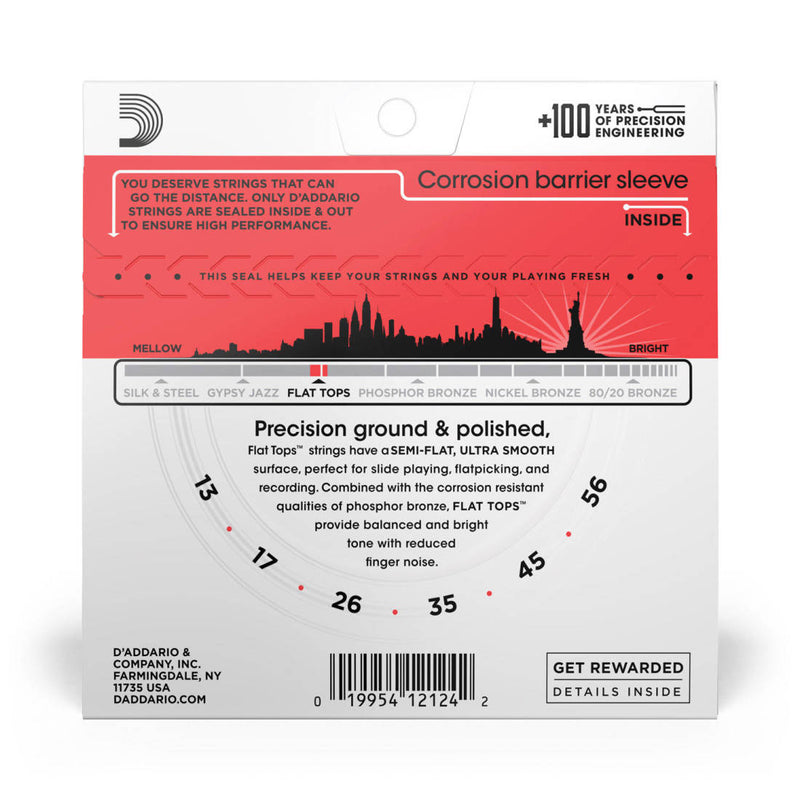 D'Addario EFT17 Flat Tops Phosphor Bronze Acoustic Guitar Strings - .013-.056 Medium